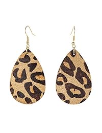 Pendientes de piel de leopardo vintage, pendientes colgantes de piel auténtica, ligeros, lágrimas, colgantes, hechos a mano, pendientes de gota para mujer