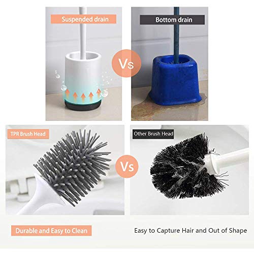 MEKEET Toilet Brush and Holder Silicone Bristle Toilet Bowl