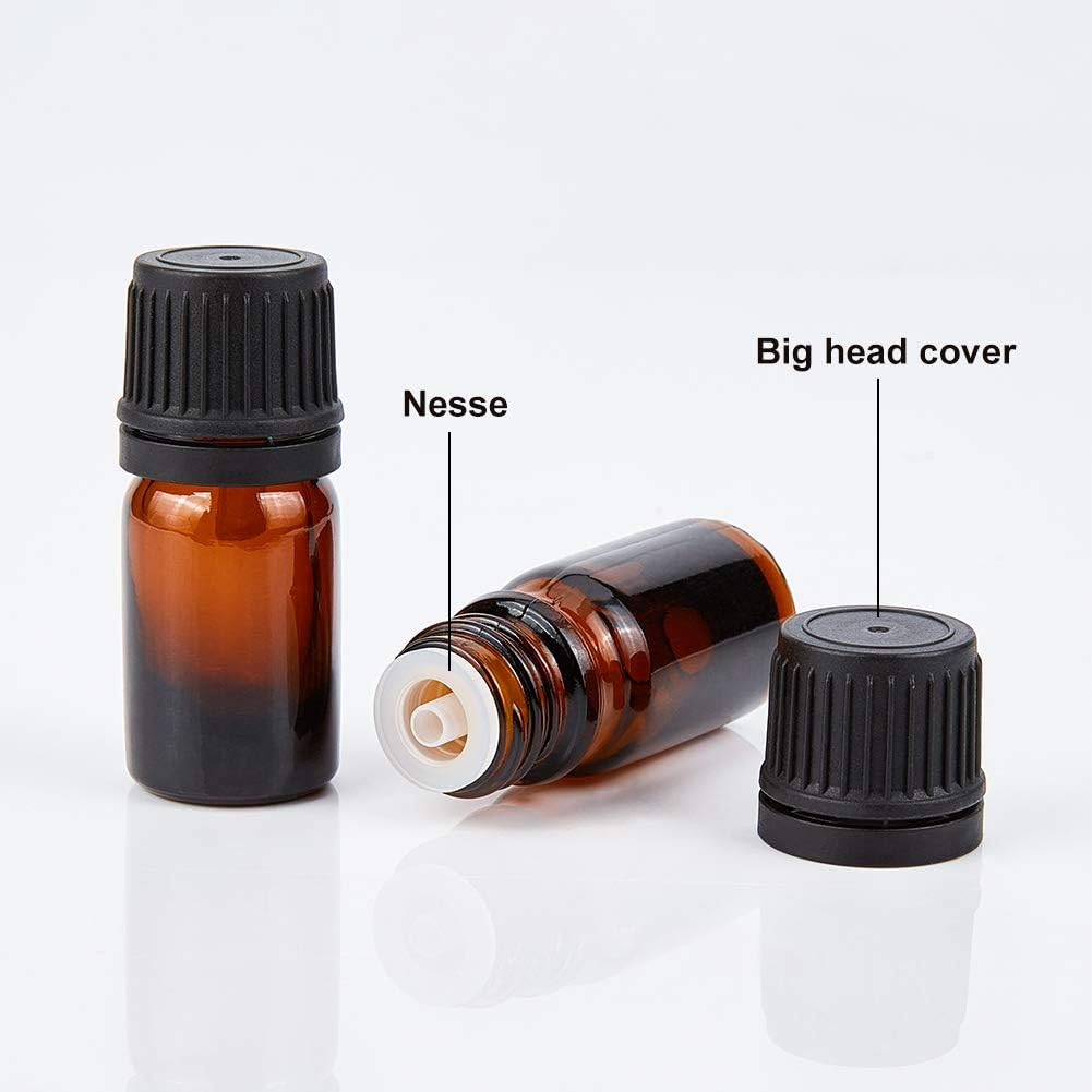 BENECREAT 24 PACK 5ml Amber Glass Bottle with Orifice Reducer Refille Empty Essential Oil Bottle with 10PCS Droppers - Image 5