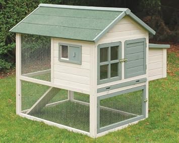 La Ferme De Beaumont Poulailler Azur Grand Poulailler Avec Volière Lasuré Blanc 3 à 5 Poules