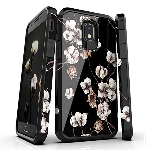 Samsung Galaxy J7 2018/J7 Refine/J7 V J7V 2nd Gen/J7 Star/J7 Top/J7 Crown Case,Nicelycase Hybrid Shockproof Drop Protective Impact Rugged Heavy Duty Dual Layer Armor Phone Case (Flowers/Black)