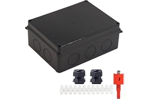 LUSUMTLY Junction Box, Reserved Holes Electrical Boxes Waterproof IP65 ABS Plastic Electrical Power Cord Enclosure Project Box Black 7.9 x 6.1 x 3.1 inch(200x155x80mm)