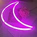 QiaoFei Decorative Crescent Moon Neon Light,LED Moon Sign Shaped Decor Light,Wall Decor for Christmas,Birthday party,Kids Room, Living Room, Wedding Party Decor (Purple pink)