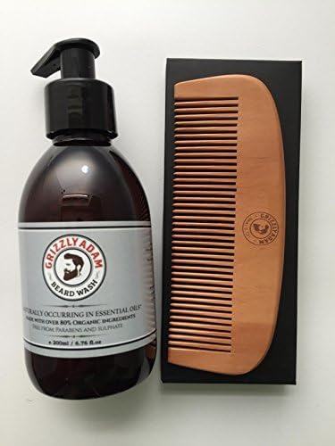 GRIZZLY ADAM Beard Wash Shampoo 200ml and Beard Comb - Both Designed Specifically For Regular Beard Maintenance