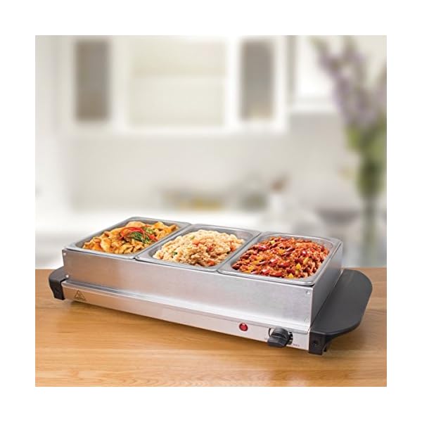 Invero-Compact-3-Section-Stainless-Steel-Food-Buffet-Server-and-Warming-Hotplate-Tray-with-Adjustable-Temperature-Control-Clear-Lids-and-Cool-Touch-Handles-200W Invero® Compact 3-Section Stainless Steel Food Buffet Server and Warming Hotplate Tray with Adjustable Temperature…