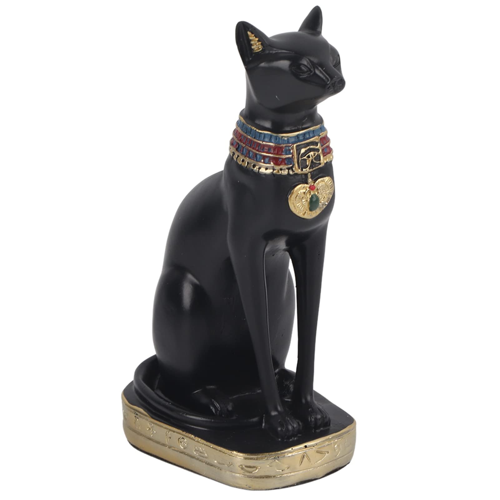 Egyptian Cat Resin Statue - Hand Made Cat Sculpture Ornaments for Home, Room, Garden - Gorgeous Decor, Black Gold (Small)