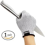 DecoStain Cut Resistant Gloves, Level 5 Protection, Food Grade, Kitchen Glove for Cutting and Sliving, Safty Grade Gloves for Hand Protection,Yard Work,Wood Carving (Large)