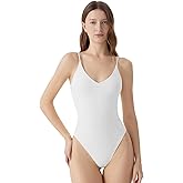 SUUKSESS Women Padded V Neck Thong Bodysuit Adjustable Spaghetti Strap Tank Tops