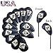 Golf Head Covers Iron Set 12 Piece 3 4 5 6 7 8 9 Lw Pw Sw Aw for Both Left and Right Handed, Leather Irons Club Headcovers Deluxe Color Black Blue Red Universal Fit Nike Titleist Callaway Ping