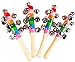 Ruikey Wood Rhythm Bells Stick Kids Rainbow Gift Musical Instrument Baby Hand Shaker Bell Jingle Ring Cartoon Music Toy Baby Rattle Toys