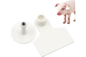 Junniu 100 PCS Livestock Ear Tags Blank Identification TPU Precision Tags for Cattle Cows Pigs Hog Goats Sheep Calf Animal White, 2.0''L*1.7''W