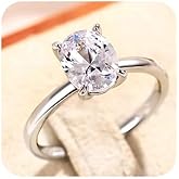 HUUGVBCO 925 Sterling Silver Oval Zircon Ring Promise Ring Engagement Ring Oval Cut Cubic Zirconia Cz Eternity Wedding Band for Womenstatement Anniversary Halo Ring 8#