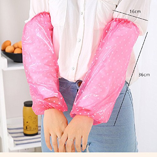 Yunhigh PVC Plastic Waterproof Oversleeves Polythene Protective Kitchen Arm Sleeve Elastic Cuff Arm Sleevelet Cooking Accessories by Dots - Thumbnail 4