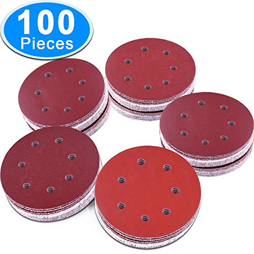 Austor 100 pieces 8 holes sanding discs, 5 inch hook an…