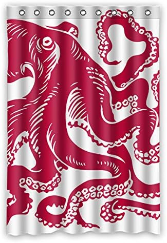 Funny red and white Octopus Pattern Mildew Waterproof fabric Polyester bathroom Shower Curtain 48"x72" (120cm x 183cm)