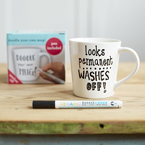 Doodle Mug, Draw and Color Your Own Mug, Coloring Mug with Washable Ceramic Markers