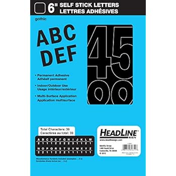 Headline Sign 32611 Stick-On Vinyl Letters, Black, 6-Inch