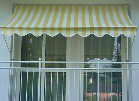 Angerer 2306/1002 Klemmmarkise PE-Gewebe Blockstreifen, Gelb-Weiß, 250 cm