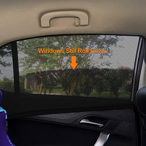 Kuyang Car Window Shade, 2 Pack (Size L) Car Sun Shade for Car Window, Universal Breathable Mesh for Back Seat Windshield, Good for Kids, Passengers, Fit Most of Vehicles.