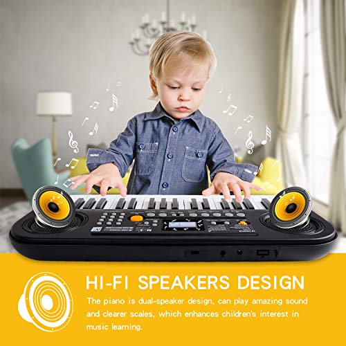 M SANMERSEN Kids Piano Keyboard, LCD Display / Double Speakers 37 Keys Musical Keyboard Piano with Piano Score Electric Keyboard Educational Piano Toys for Boys Girls