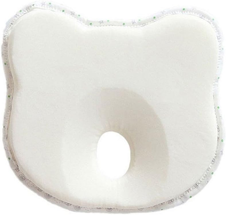 Amazemarket Anti-flat Soft Newborn Baby Head Shaping Support Infant Protector Pillow Syndrome Stereotypes Memory Foam Sleeping Organic Breathable Hypoallergenic Cotton (No original package bear beige)