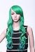 SWACC 22” Long Wave Curly Ombre Multi-color Cosplay Synthetic Wig Anime Costume hairpiece for Party with Wig Cap (Ombre Green-187)