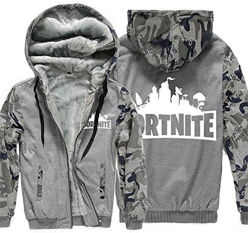 AUKUK Fortnite Winter Jacket, Fortnite Jacket Coats Zipper Hoodie for Teenagers Fortnite Fans