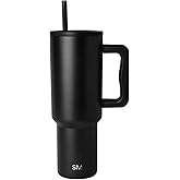 Simple Modern 40 oz Trek Tumbler with Handle and Straw Lid | Cup Holder Friendly Insulated Stainless Steel Travel Mug | Midnight Black