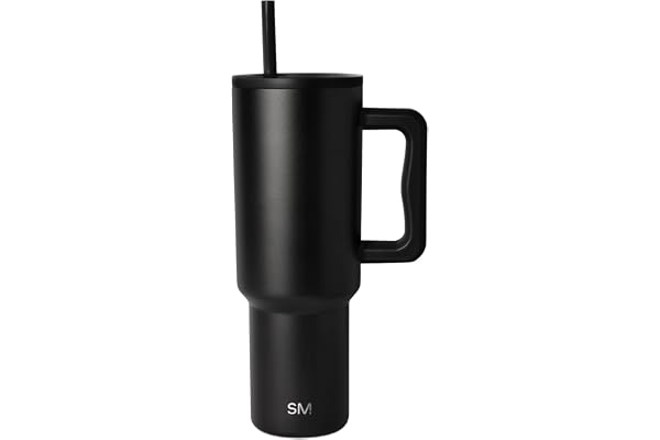 Simple Modern Tumbler with Handle and Straw | 40oz | Black | Trek Tumbler, Travel Mug | Insulated Water Bottle, Cupholder Fri