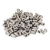 uxcell M5 Stainless Steel Flat Head Threaded Rivet Nut Nutserts 100pcs