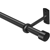 Extra Long Matte Black Curtain Rod 120-168 Inch (10-14 Feet) for Large Windows - 1 Inch Diameter, Heavy Duty Modern Drapery R