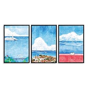 3 Piece Framed Canvas Home Artwork Decoration Nordic Summer Day Canvas Wall Art for Living Room, Bedroom - 16"x24"x3 Panels