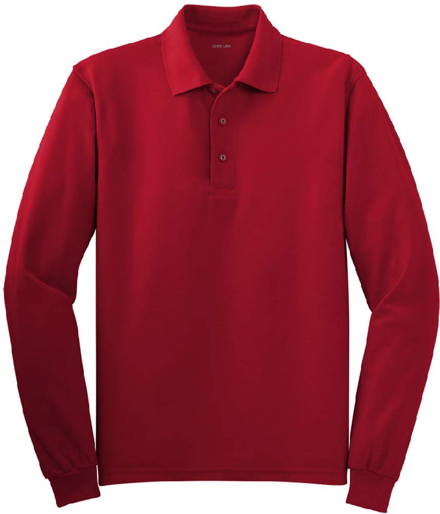 Mens Long Sleeve Polo Shirts in 9 Colors. Regular and Tall Sizes: XS-6XL