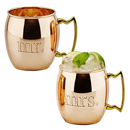 Old Dutch" MR and MRS" Solid Moscow Mule Mugs (Set of 2), Copper