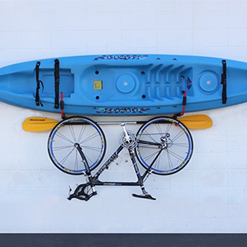 J-Hook Metal Steel Kayak Ladder Wall Mount Storage Rack Bike Surfboard Canoe Folding Hanger SUP Storage for Garage or Shed