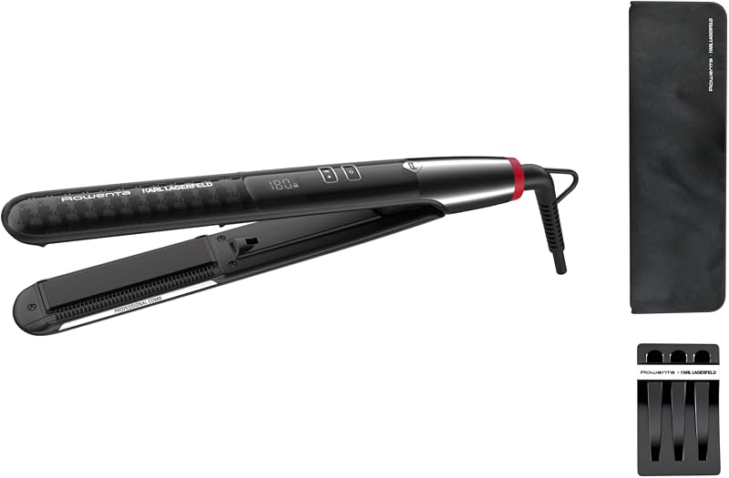 x KARL LAGERFELD K/Pro Stylist Lisseur, Peigne professionnel intégré, Fonction ionique pour des cheveux doux et brillants, Tous types de cheveux, 8 réglages de température, Écran LCD SF467LF0