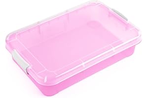 MADZEE 15 Inch Portable Sensory Bin Play Tray with Lid, Fill with Water, Sand, Beads and More (Pink)