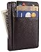 DEEZOMO RFID Blocking Genuine Leather Credit Card Holder Front Pocket Wallet With ID Card Window - Coffee
