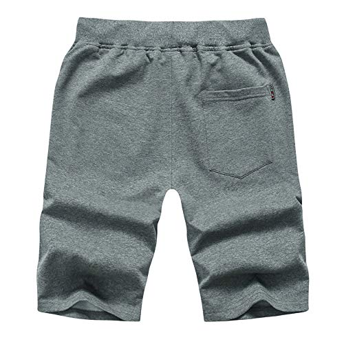 Tansozer Men's Casual Shorts Elastic Waist Comfy Workout Shorts Drawstring Summer Jogger Shorts with Zipper Pockets (Black, X-Large)