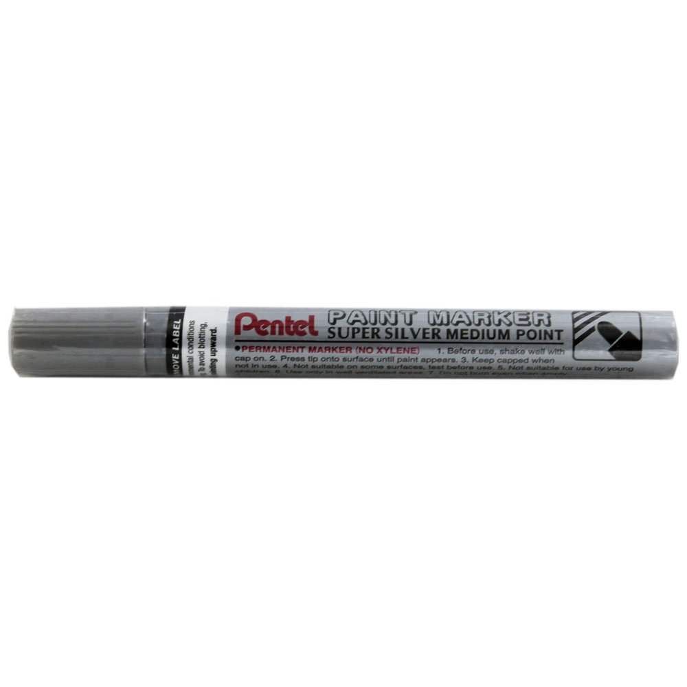 Pentel MMP10 Paint Marker Pen, 4.5mm Tip Medium Bullet Point, Metallic Silver ink (One Pen)