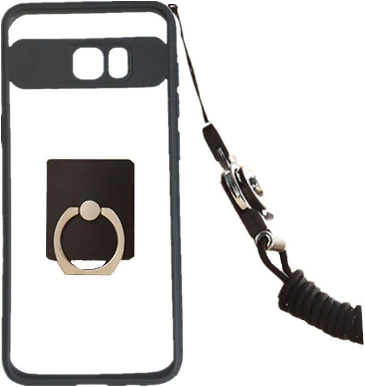 Case for Samsung Galaxy S7 Edge, Fits Galaxy S7 Edge G9350 Anti-drop Protection Shell Case Cover with Adjustable Detachable Neck Lanyard Hanging Neck Strap Lanyard and Ring Holder (Black for S7 Edge)