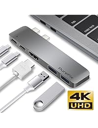 USB C Hub, purefix más rápido 40 GB s tipo C 5 en 1 multipuerto HUB adaptador para Macbook Pro 13" 15" con Thunderbolt 3, carga, 2 puertos USB 3.1 y 4 K salida HDMI, talla única , Gris (Space Grey)