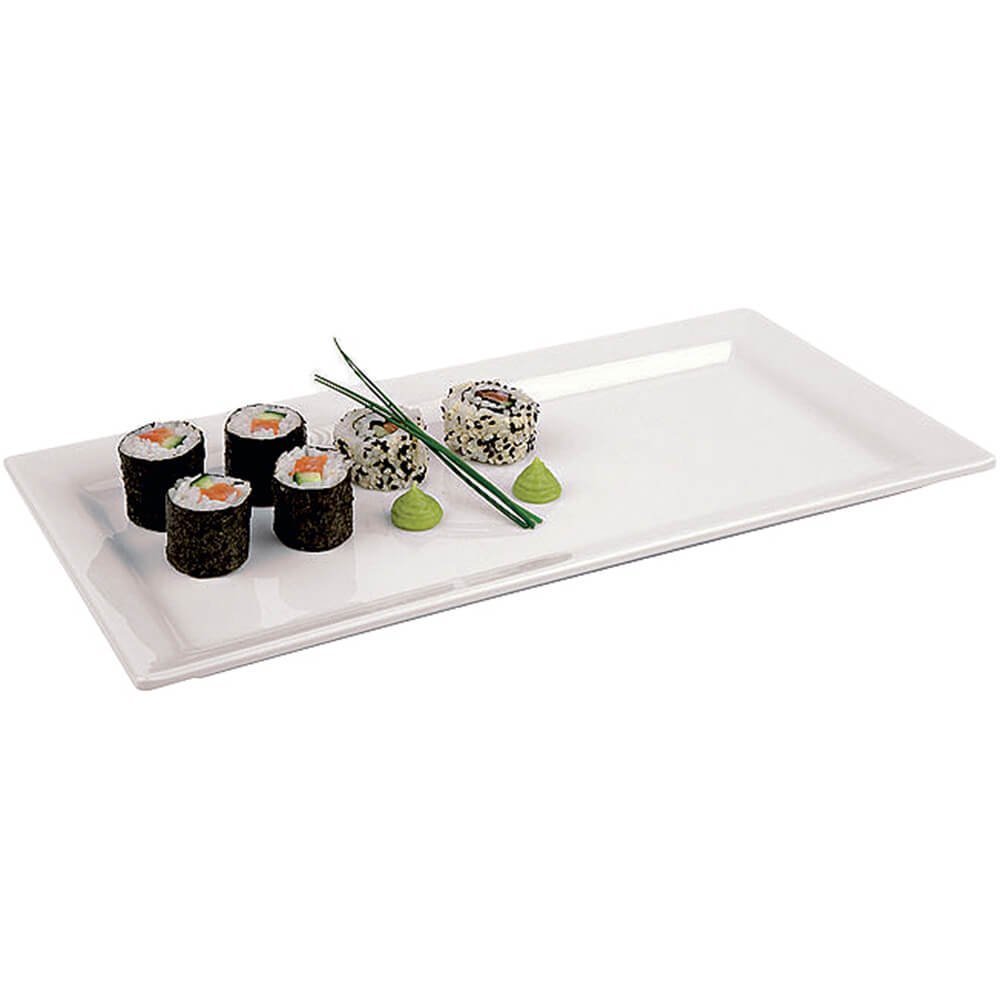 Aps Paderno World Cuisine Rectangular White Melamine Sushi Tray, 11-7/8-Inch by 8 1/4-Inch