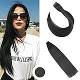 Ugeat 24inch 20Pcs 50Gram Per Package Tape Human Hair Extensions Jet Black Color #1 Real Remy Human Hair Tape in Extensions Double Sided Tape
