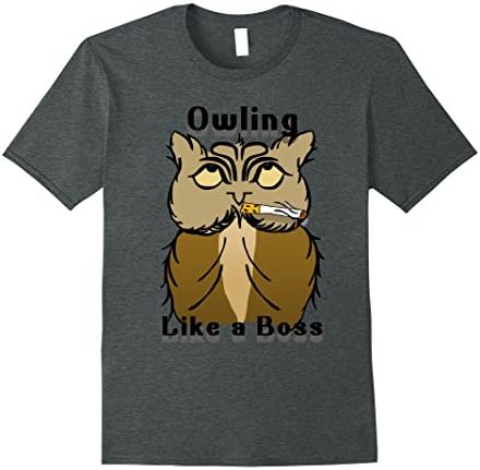 Mens Owling Boss Look Up Funny Graphic T-shirt Men Women Large Dark Heather