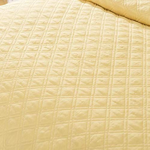 Tache 3 Piece Quilted Solid Yellow Buttercup Puffs Matelasse Bedspread