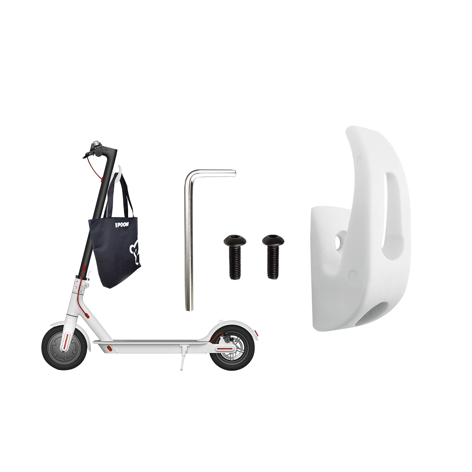 SWAUSWAUK Hook for Xiaomi e Scooters - Hook for Electric e Scooter Xiaomi Pro 2/Pro/M365/1S/Lite (White)