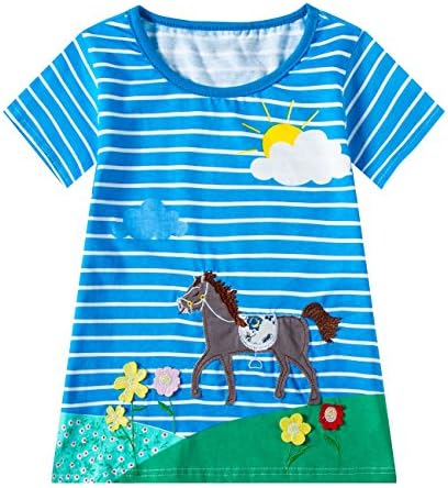 Huata Little Girls Short Sleeve Casual T-Shirt Dresses