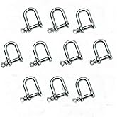 316 Stainless Steel D Shackle, Mini Shackles Bracelet,for Paracord Jewelry, Marine Grade Sailing Rigging Shackles,10 Pieces (1/8")