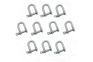 JY-MARINE 316 Stainless Steel D Shackle, Mini Shackles Bracelet,for Paracord Jewelry, Marine Grade Sailing Rigging Shackles,10 Pieces (5/32")
